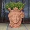 Ceramic Head with lemons h 25 terracotta female  - 3