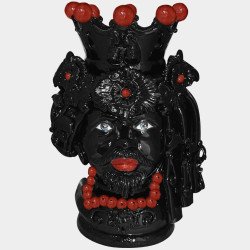 Ceramic Head vase h 50 in modern black orange male - 1 Ceramic Head vase h 50 in modern black orange male - 1