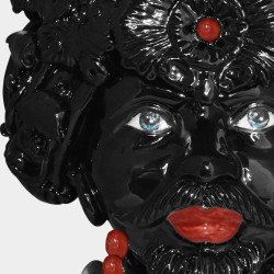 Ceramic Head vase h 50 in modern black orange male - 2 Ceramic Head vase h 50 in modern black orange male - 2