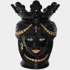 Testa h 40 c/perline black/gold c/espressione femmina labbra arancio  - 1