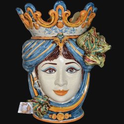 Ceramic Head with figs h 40 blu/orange female  - 1
