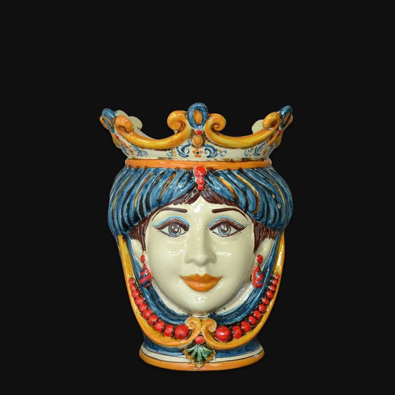 Head h 25 with beads blue/orange female - 1 Head h 25 with beads blue/orange female - 1
