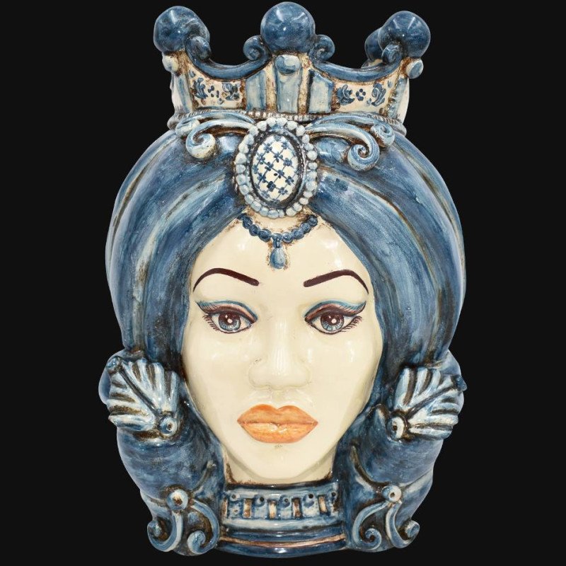 Testa h 40 turbante mono blu donna - Ceramiche Di Caltagirone Sofia - 1 Testa h 40 turbante mono blu donna - Ceramiche Di Caltagirone Sofia - 1