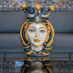 Testa h 38 in blu e arancio femmina - Ceramiche Di Caltagirone Sofia  - 2
