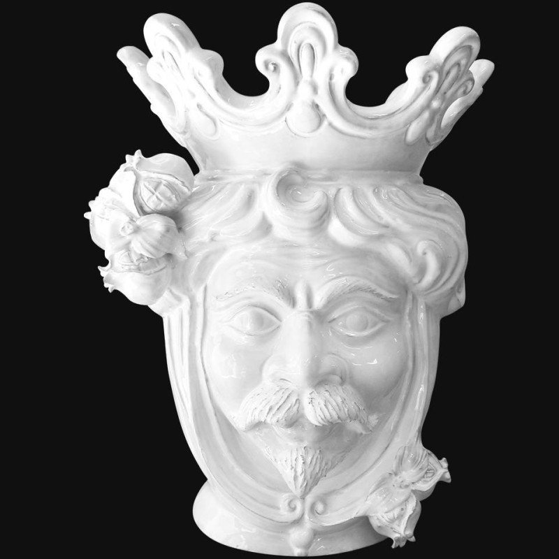 Ceramic Head with pomegranate h 40 white line male - Modern Moorish heads Sofia Ceramiche - 1 Ceramic Head with pomegranate h 40 white line male - Modern Moorish heads Sofia Ceramiche - 1