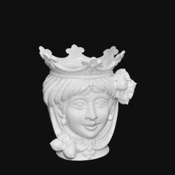 Ceramic Head with lemons h 25 white line female - Modern Moorish heads Sofia Ceramiche  - 1